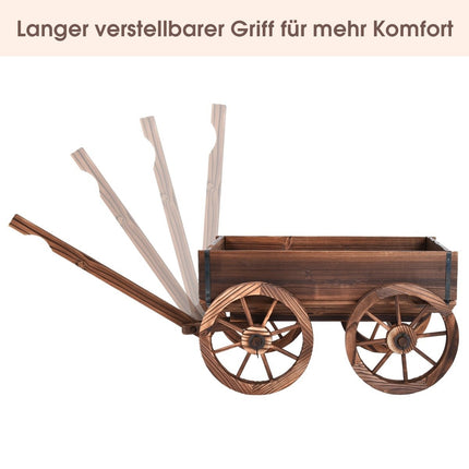 Flower cart wooden plant cart with 4 wheels flower cart 140 x 43 x 53.5 cm brown