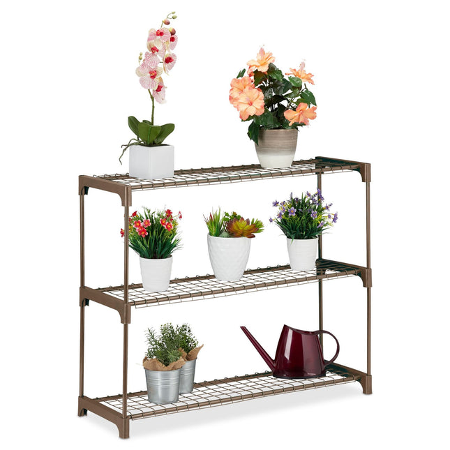 Flower stand in brown metal 3 levels