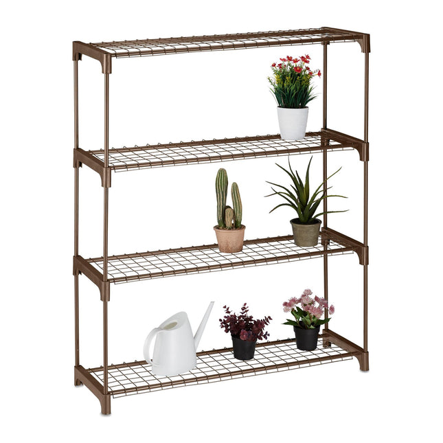 Flower stand in brown metal 4 shelves