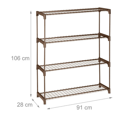 Flower stand in brown metal 4 shelves