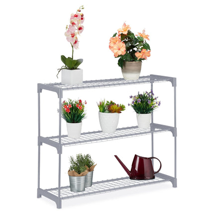 Flower stand in gray metal 3 shelves