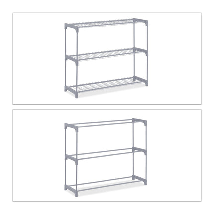Flower stand in gray metal 3 shelves