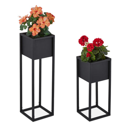 Flower stand in metal - 2 pcs in black