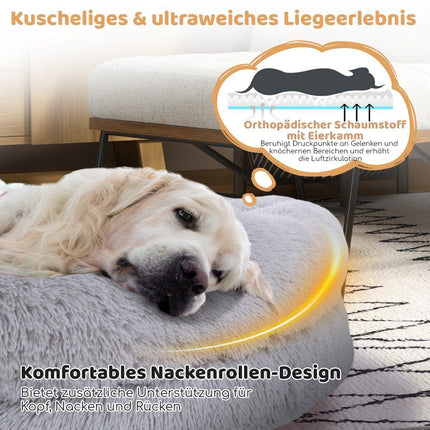 Fluffy dog bed for people & dogs with washable dog blanket 171 x 115 cm gray