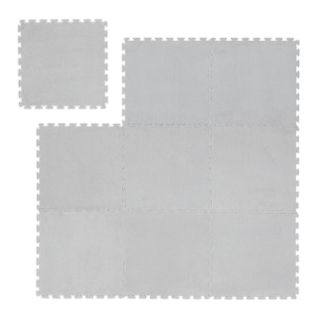Fluffy puzzle mat in a set of 9