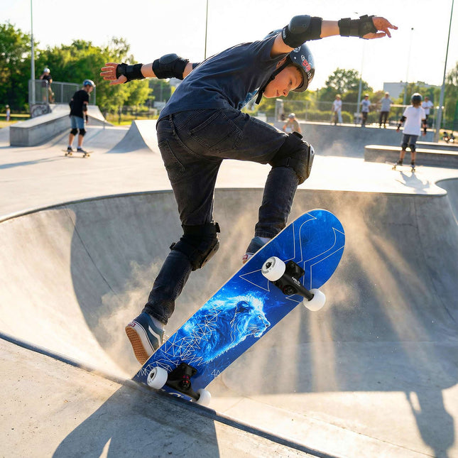 Fluorescent Skateboard with Glow Wheels, 9-Ply Deck
