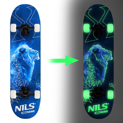 Fluorescent Skateboard with Glow Wheels, 9-Ply Deck
