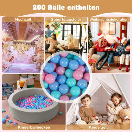Foam Ball Pit with 200 Ocean Balls, Washable Cover