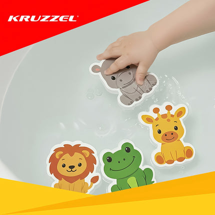 Foam Bath Stickers Set – 12 Animal Shapes with Organizer