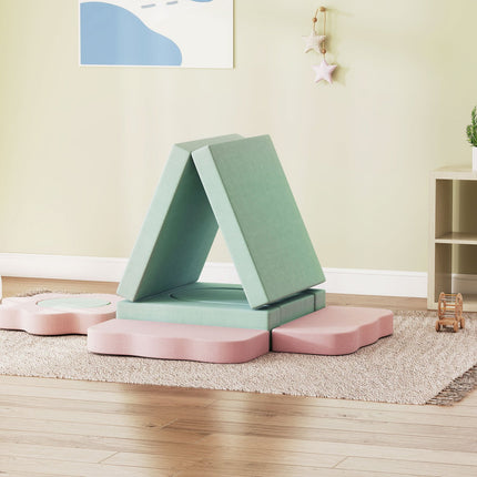 Foam Climbing Blocks Set, 12-Piece, Green/Pink