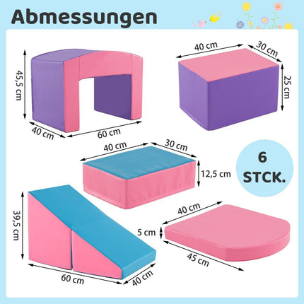 Foam Climbing Blocks Set, 6-Piece, Soft, Purple/Pink