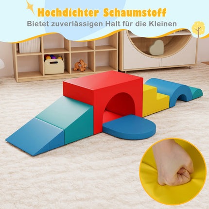 Foam Climbing Blocks Set, PU Leather, 7 Pieces, Multicolor