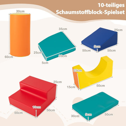 Foam Climbing Blocks Set for Toddlers, 10 Pieces
