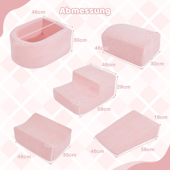 Foam Climbing Blocks Set with Ball Pit, Corduroy Covers