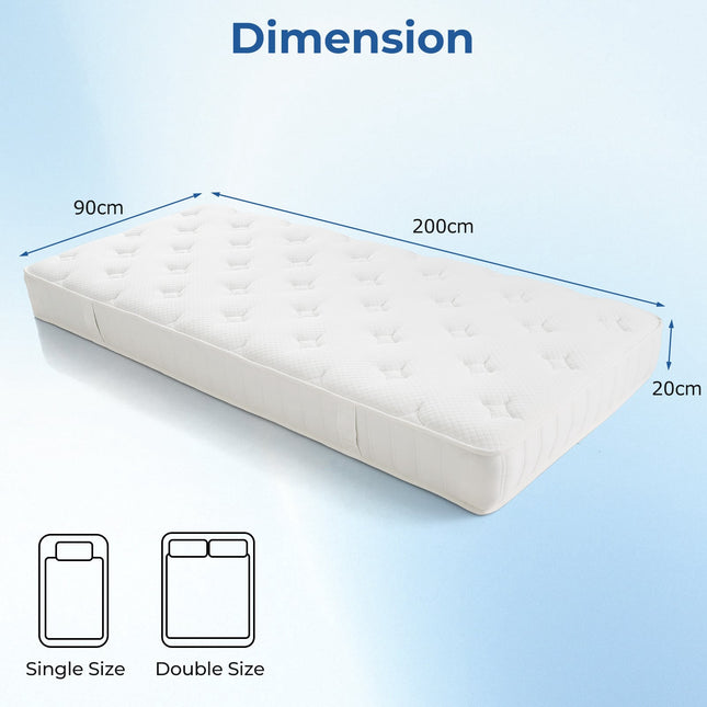 Foam Hybrid Mattress, 90x200 cm, Motion Isolation, Medium Firm