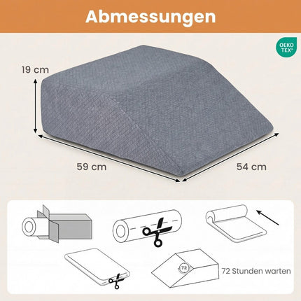 Foam Leg Elevation Pillow, Removable, Washable, Grey