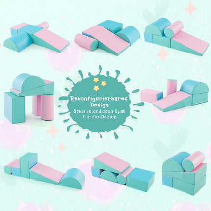 Foam Play Blocks Set – 5 Pcs, Green & Pink, Soft & Safe