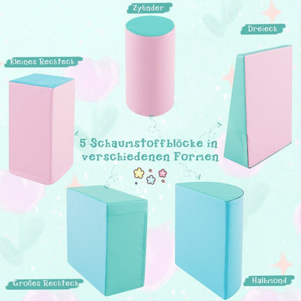 Foam Play Blocks Set – 5 Pcs, Green & Pink, Soft & Safe