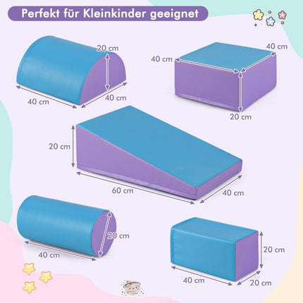 Foam Play Blocks Set, 5-Piece – Blue & Purple