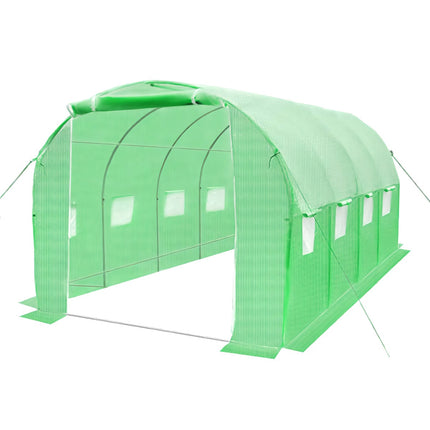 Foil Garden Tunnel Greenhouse 4x3x2 m with 8 Windows, 12 m2, Green