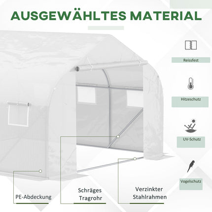 Greenhouse 3.5x3x3m UV-protected, windproof, metal frame