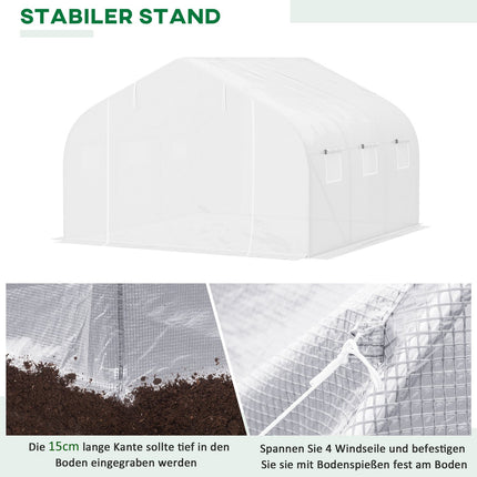 Greenhouse 3.5x3x3m UV-protected, windproof, metal frame