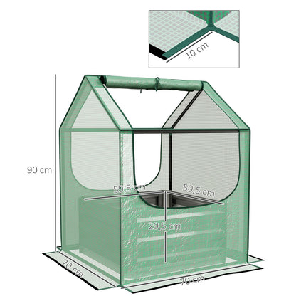 Greenhouse Cold frame with raised bed, 2 windows, 70x70x90cm