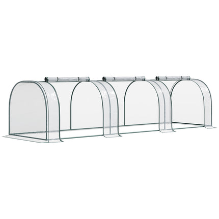 Greenhouse With Door, Steel Frame, 350x100x80 cm, Green