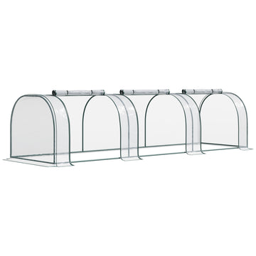 Greenhouse With Door, Steel Frame, 350x100x80 cm, Green