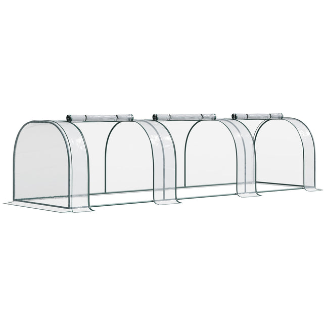 Greenhouse With Door, Steel Frame, 350x100x80 cm, Green