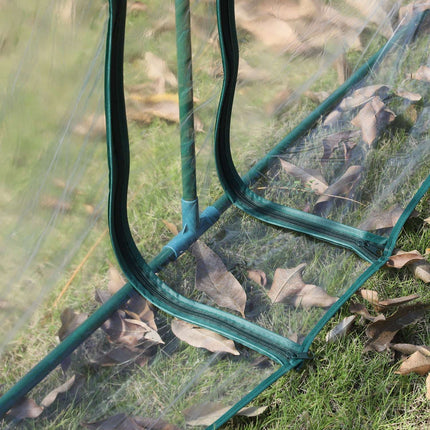 Greenhouse With Door, Steel Frame, 350x100x80 cm, Green