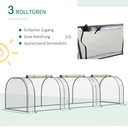 Greenhouse With Door, Steel Frame, 350x100x80 cm, Green