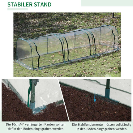 Greenhouse With Door, Steel Frame, 350x100x80 cm, Green