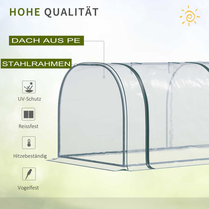 Greenhouse With Door, Steel Frame, 350x100x80 cm, Green