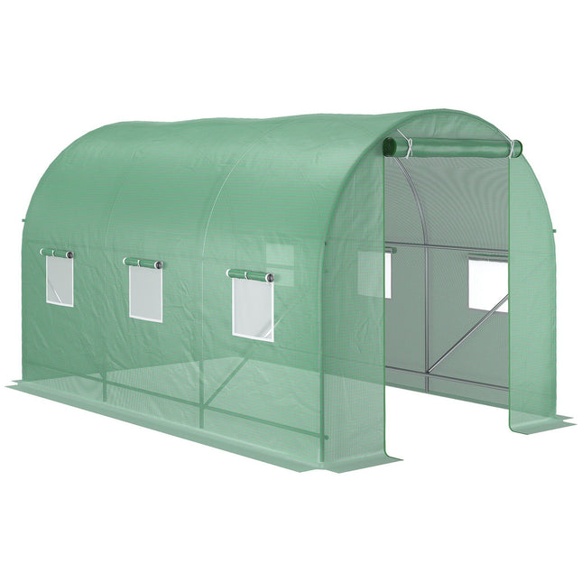 Greenhouse foil tunnel with window, 350x200x200 cm, green