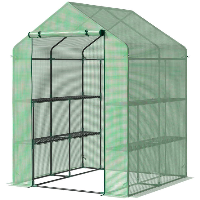 Walk-In Greenhouse - 8 shelves, steel frame, PE cover