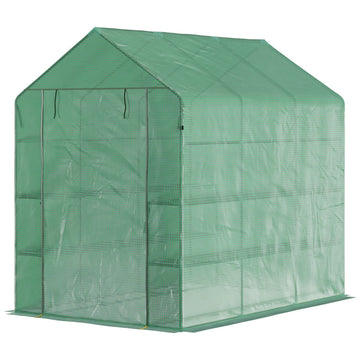 Walk-in greenhouse, 8 shelves, green, 214x143x195 cm
