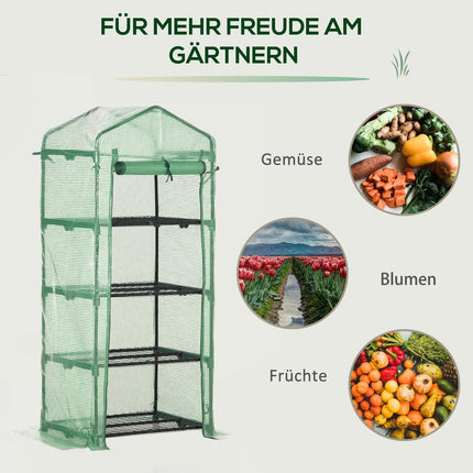 Greenhouse Cold Ram - 4 shelves, 70x50x160cm, green