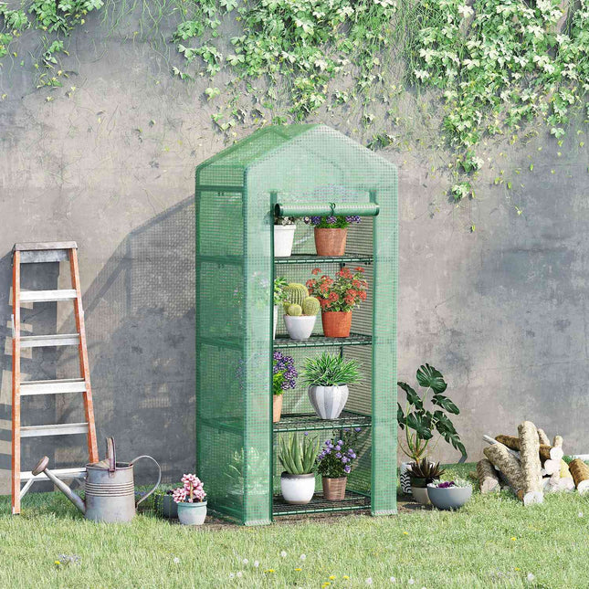 Greenhouse Cold Ram - 4 shelves, 70x50x160cm, green