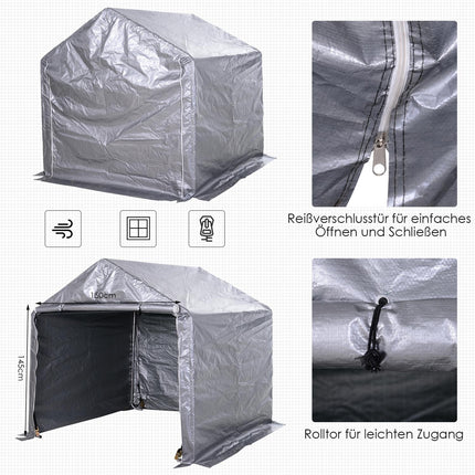 Steel garden shed, 2x2x2M Grey, UV resistant