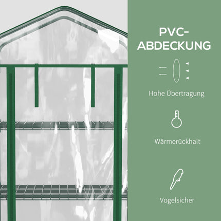Greenhouse with 4 shelves, Steel frame, 69x50x165 cm