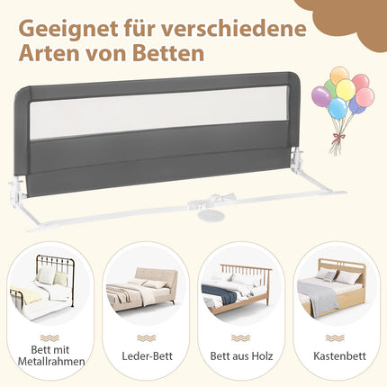 Foldable 150 cm Toddler Bed Rail with Removable Cover