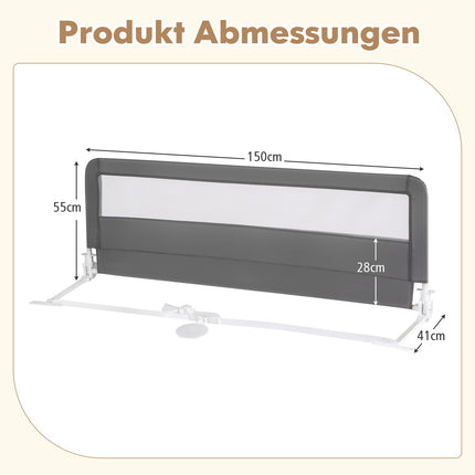 Foldable 150 cm Toddler Bed Rail with Removable Cover