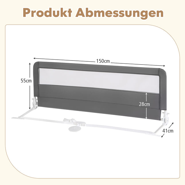 Foldable 150 cm Toddler Bed Rail with Removable Cover