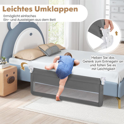 Foldable 150 cm Toddler Bed Rail with Removable Cover
