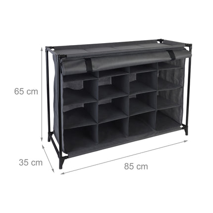 Foldable 16-Section Fabric Shoe Rack for Camping