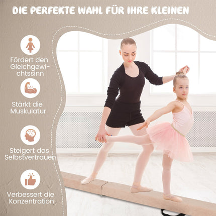 Foldable 270 cm Gymnastics Balance Beam for Kids, Brown
