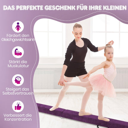 Foldable 270cm Gymnastics Balance Beam for Kids, Purple