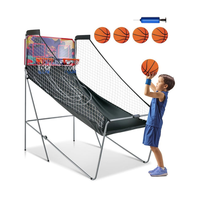 Foldable 2-Hoop Basketball Arcade Game with 8 Modes