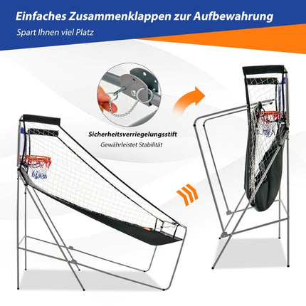Foldable 2-Hoop Basketball Arcade Game with 8 Modes